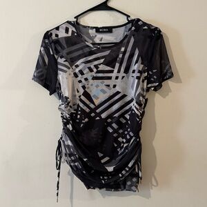 BCBG black and grey mesh tee